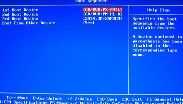 booting from a CD or DVD